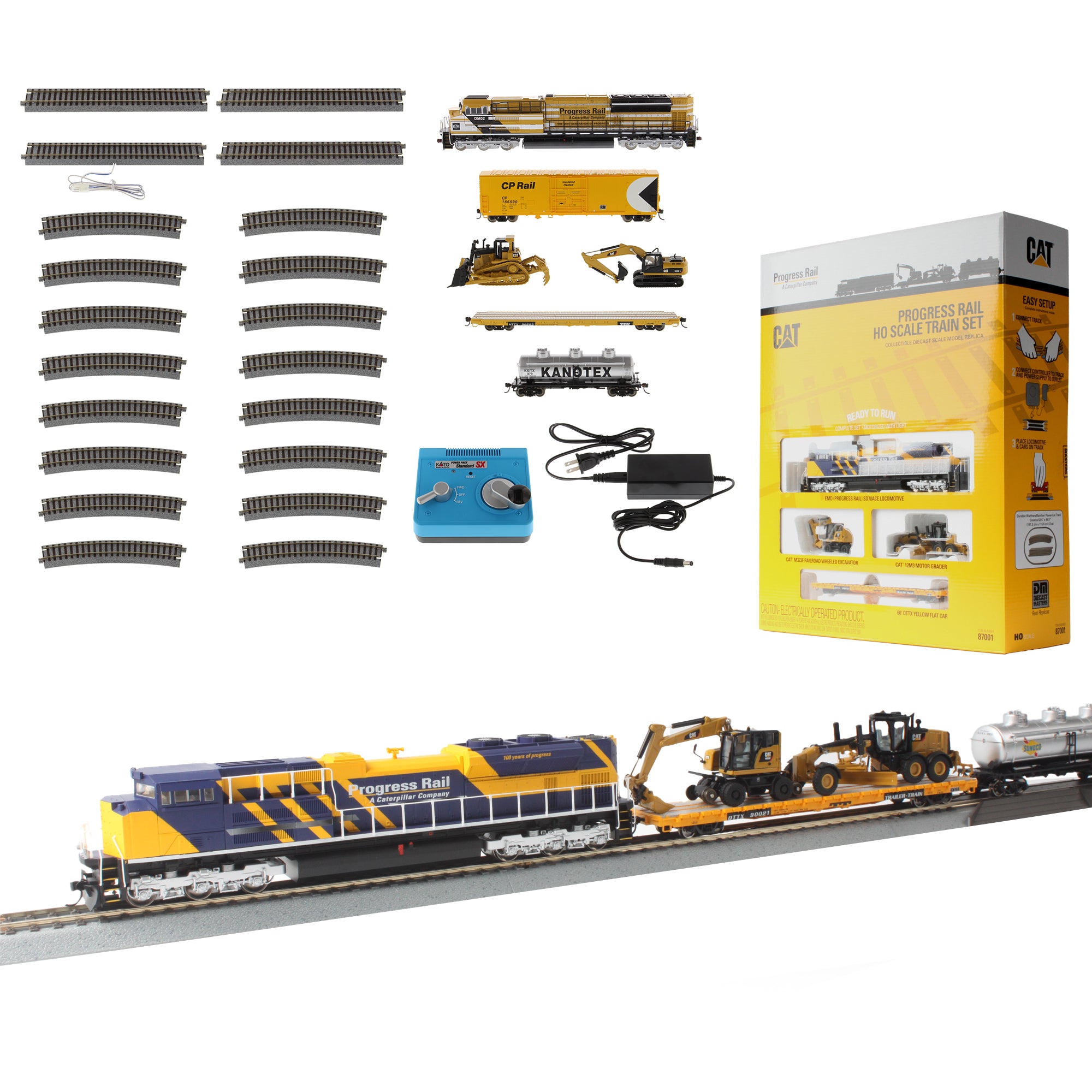 CAT Progress Rail HO Scale Train Set