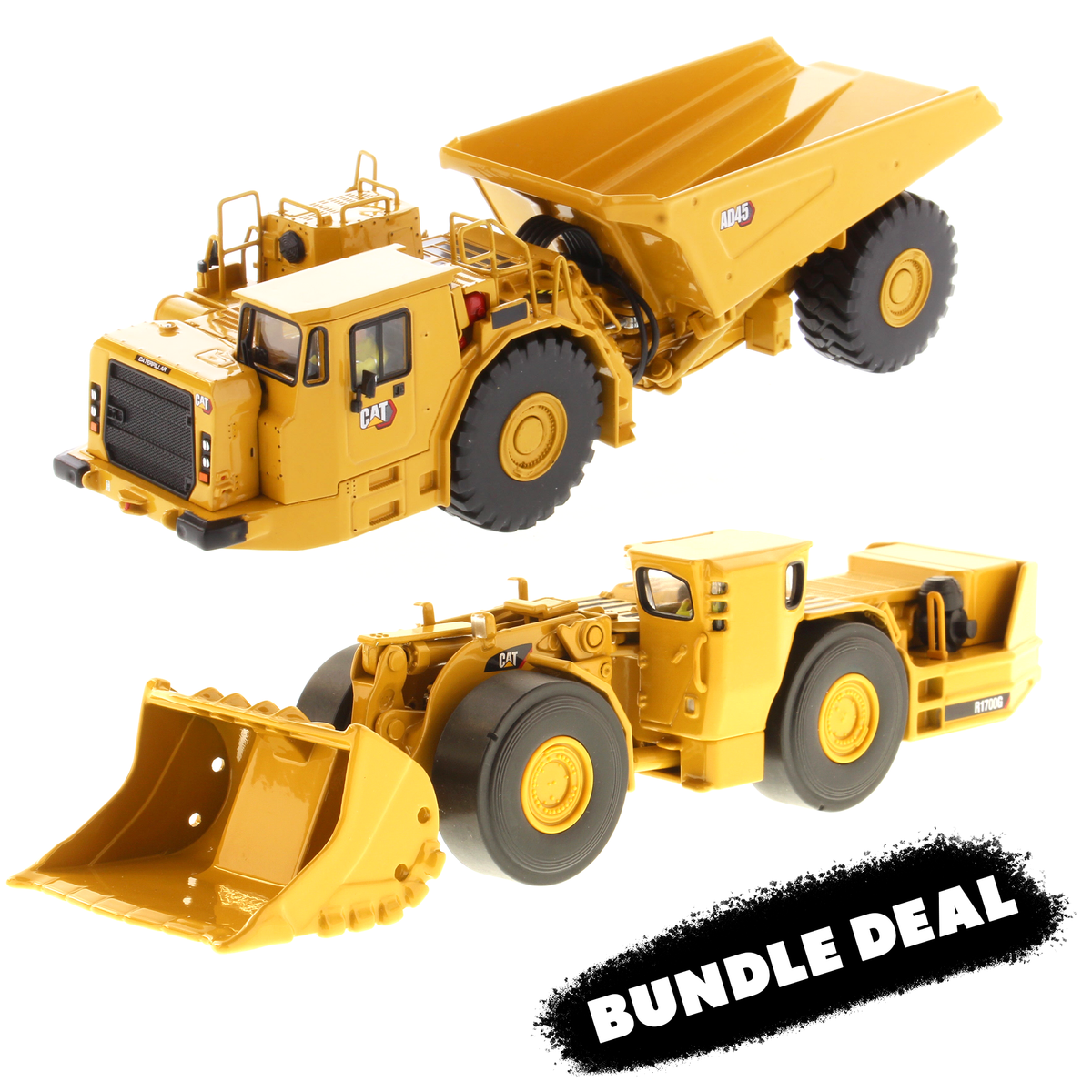 Cat R1700 LHD loader and AD45 underground articulated truck 1:50 scale die cast model 2-pack