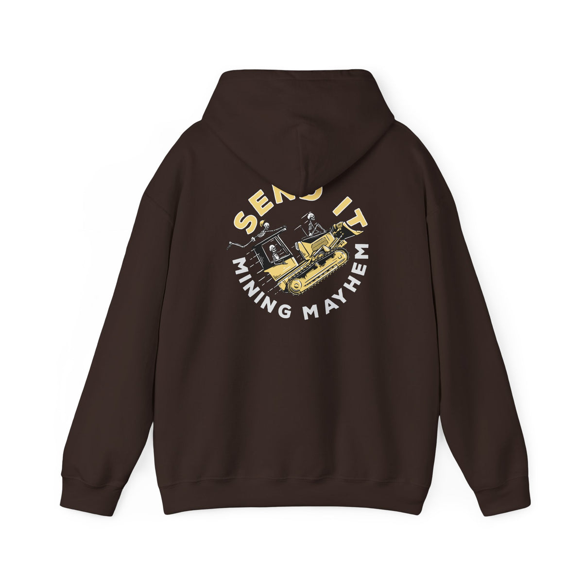 Send It hoodie in dark chocolate, back print