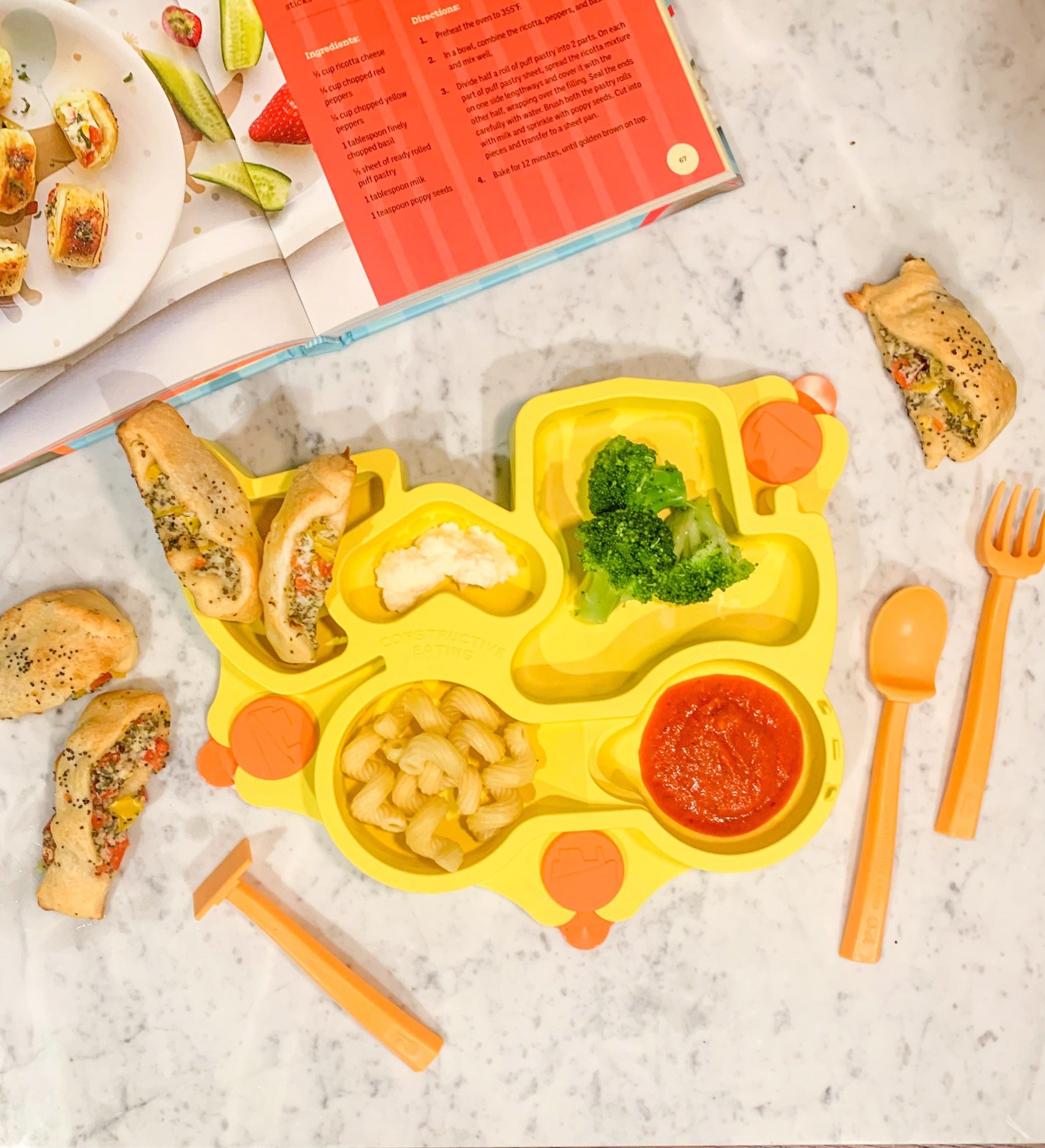 Construction Baby Plate + Cutlery - Yellow