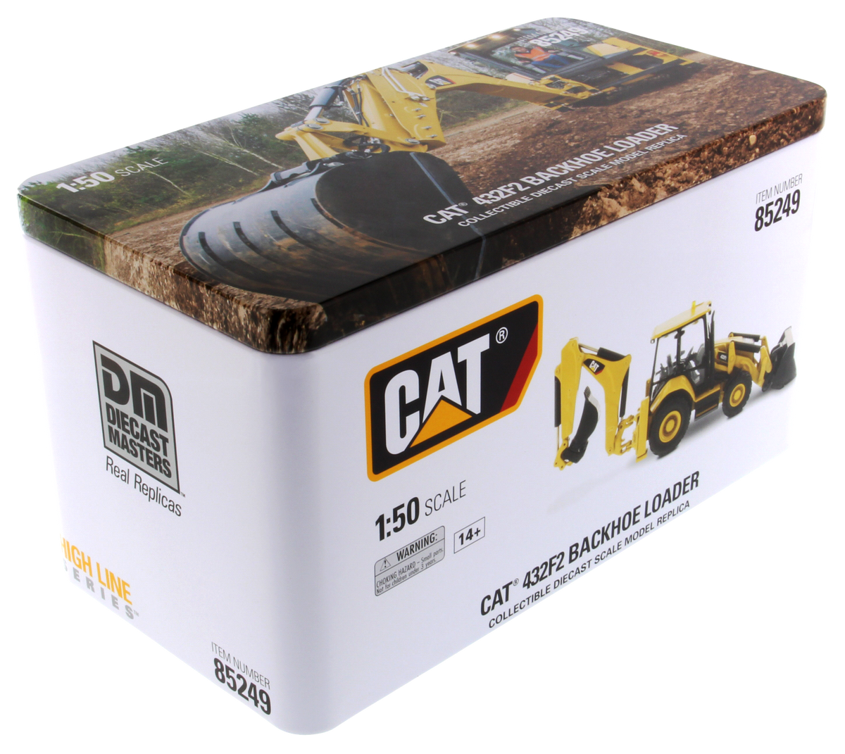 CAT 432F2 Backhoe Loader High Line Series 1:50 Scale retail packaging