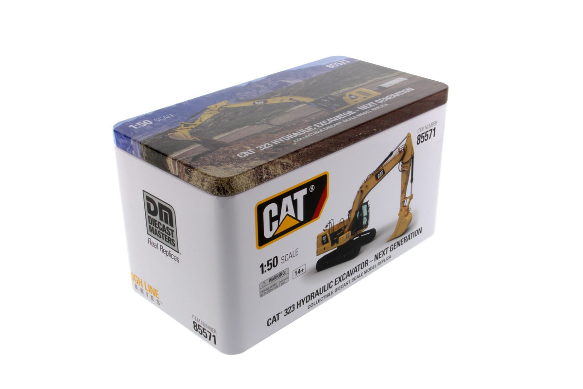 CAT 323 Next Generation Hydraulic Excavator 1:50 Scale retail packaging