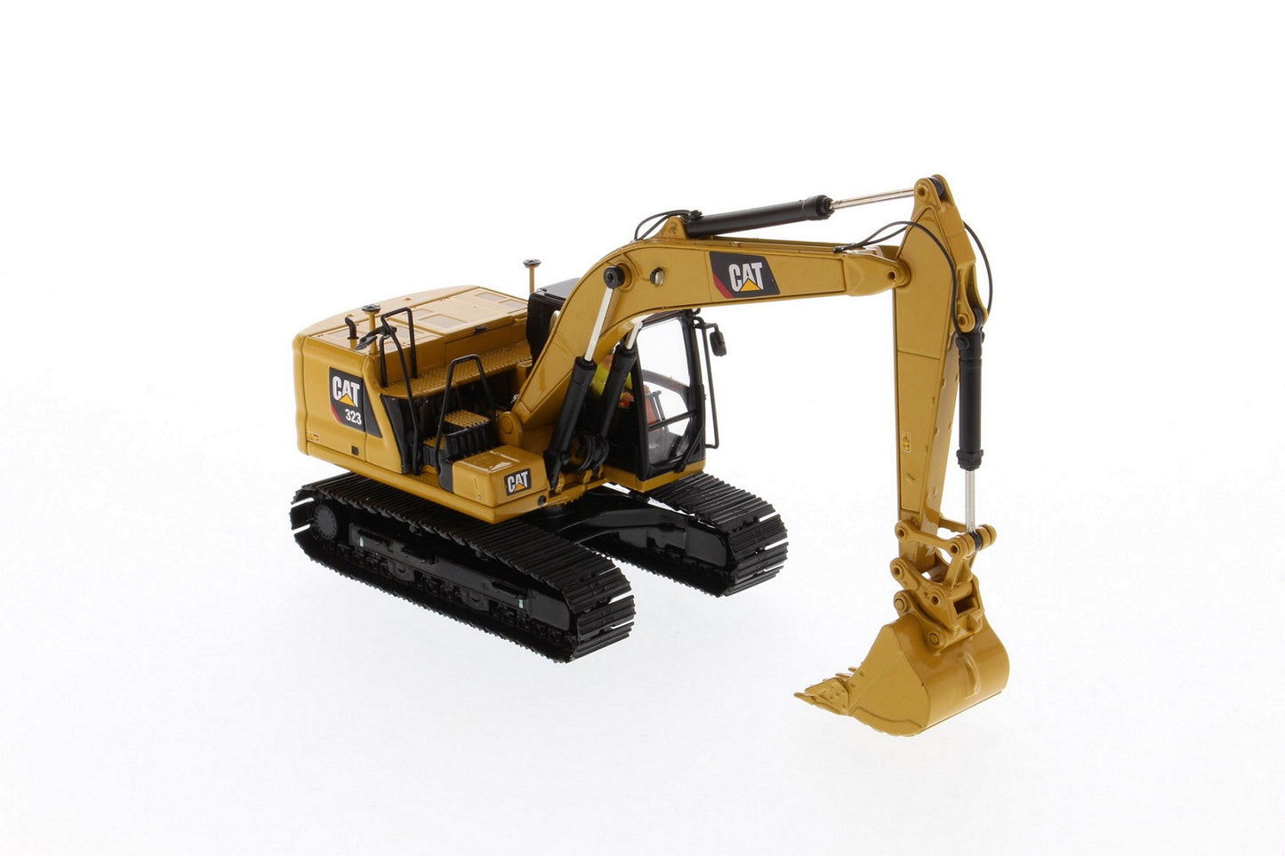 CAT 323 Hydraulic Excavator Next Gen with four attachments 1:50 Scale Die Cast Model