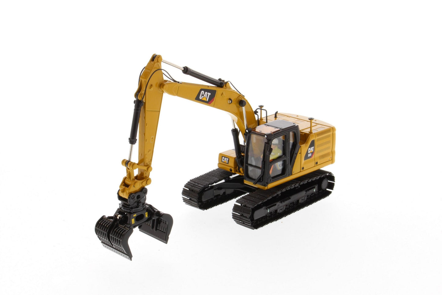 CAT 323 Hydraulic Excavator Next Gen with four attachments 1:50 Scale Die Cast Model
