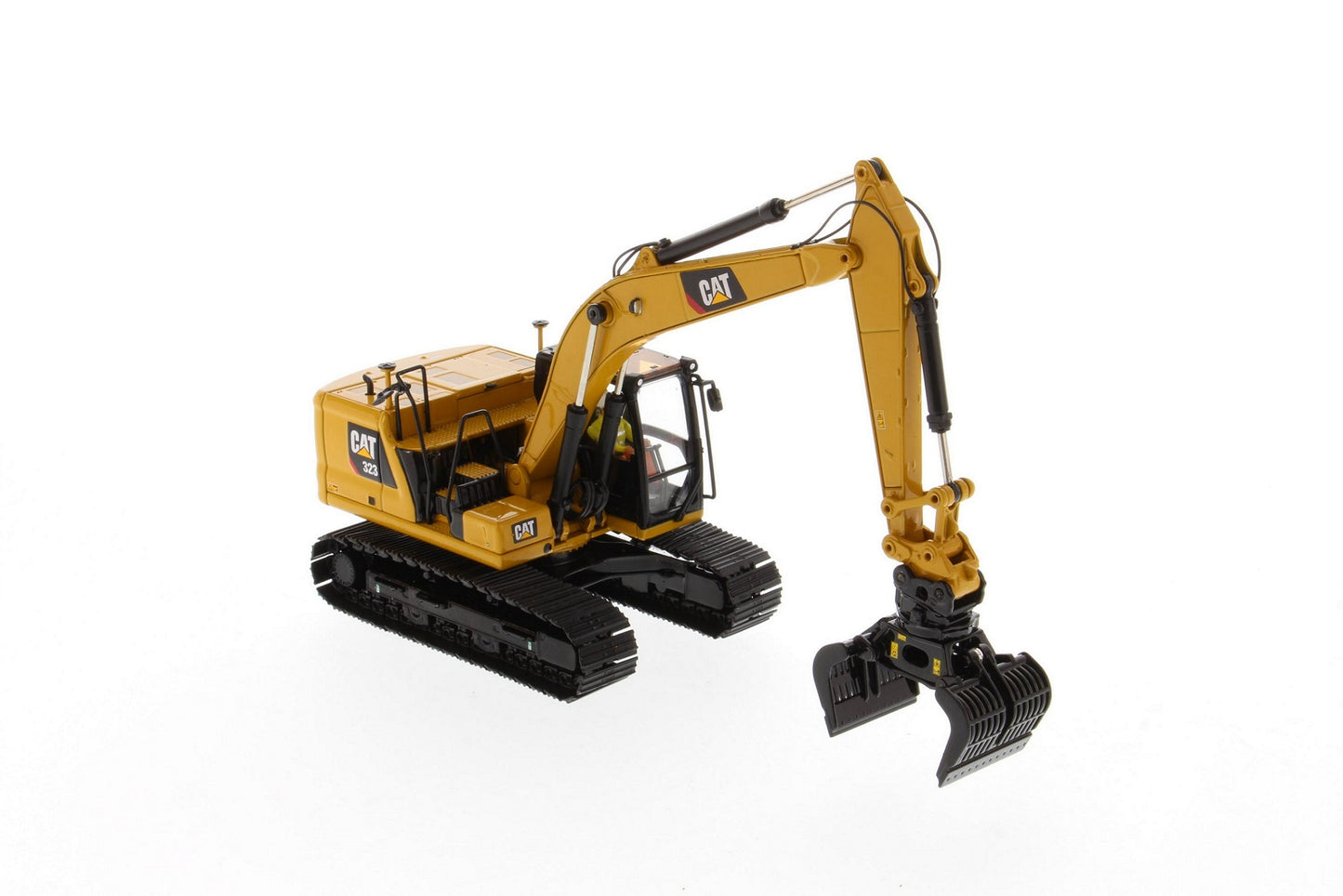 CAT 323 Hydraulic Excavator Next Gen with four attachments 1:50 Scale Die Cast Model