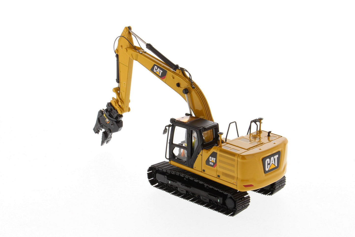 CAT 323 Hydraulic Excavator Next Gen with four attachments 1:50 Scale Die Cast Model