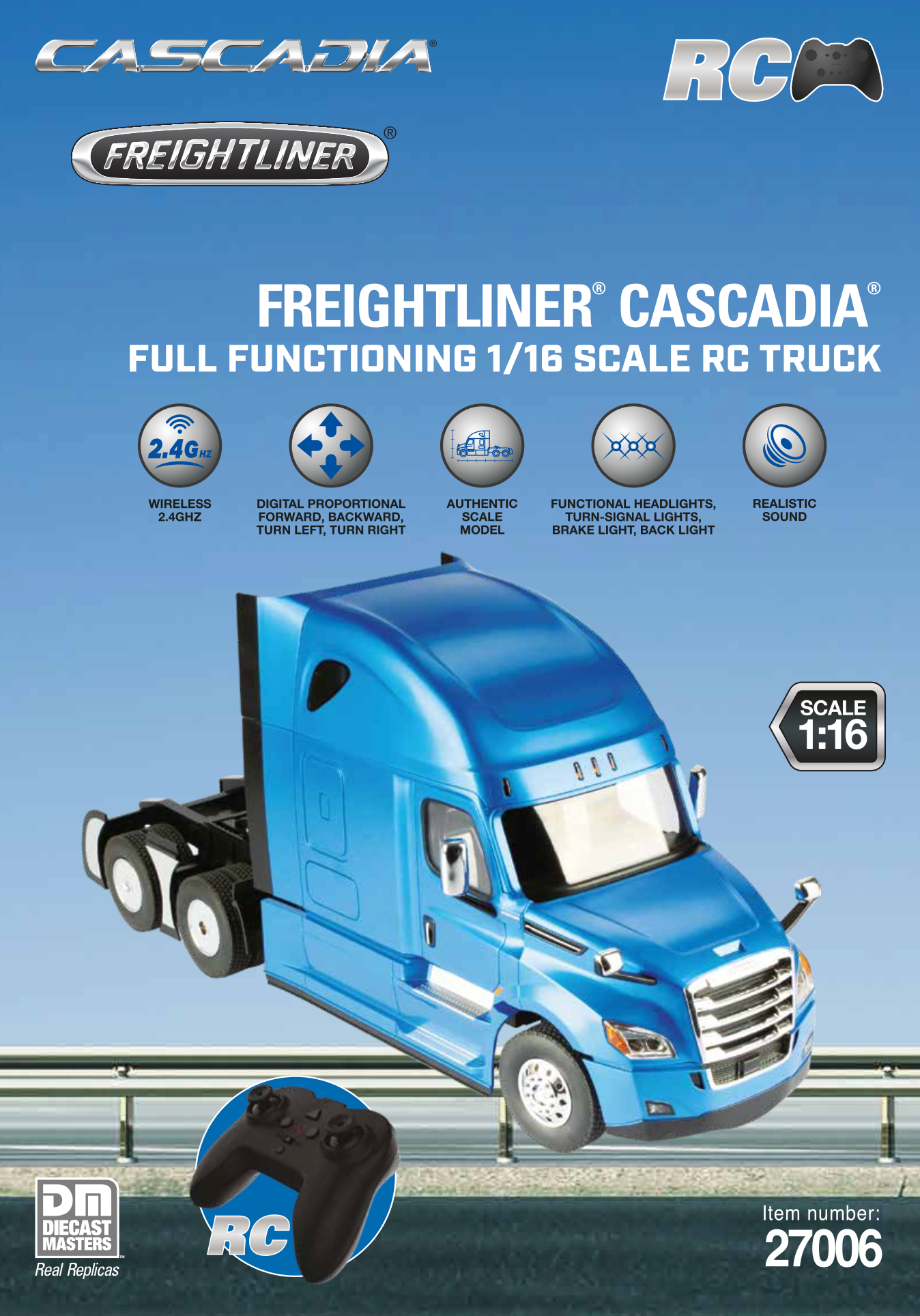 Freightliner 1:16 scale Remote Controlled Cascadia Truck