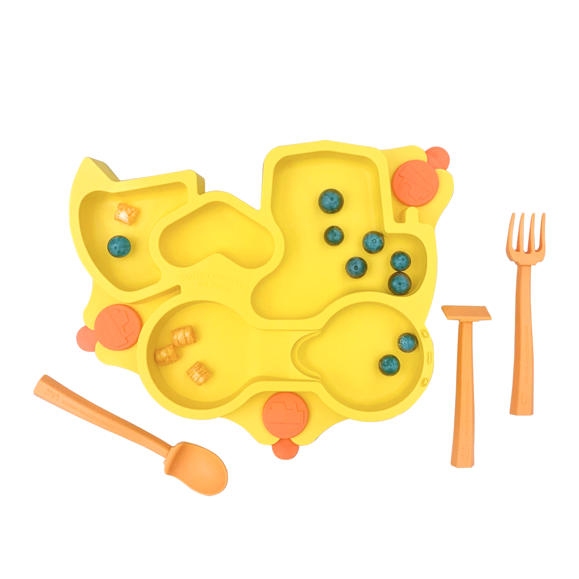 Construction Baby Plate + Cutlery - Yellow