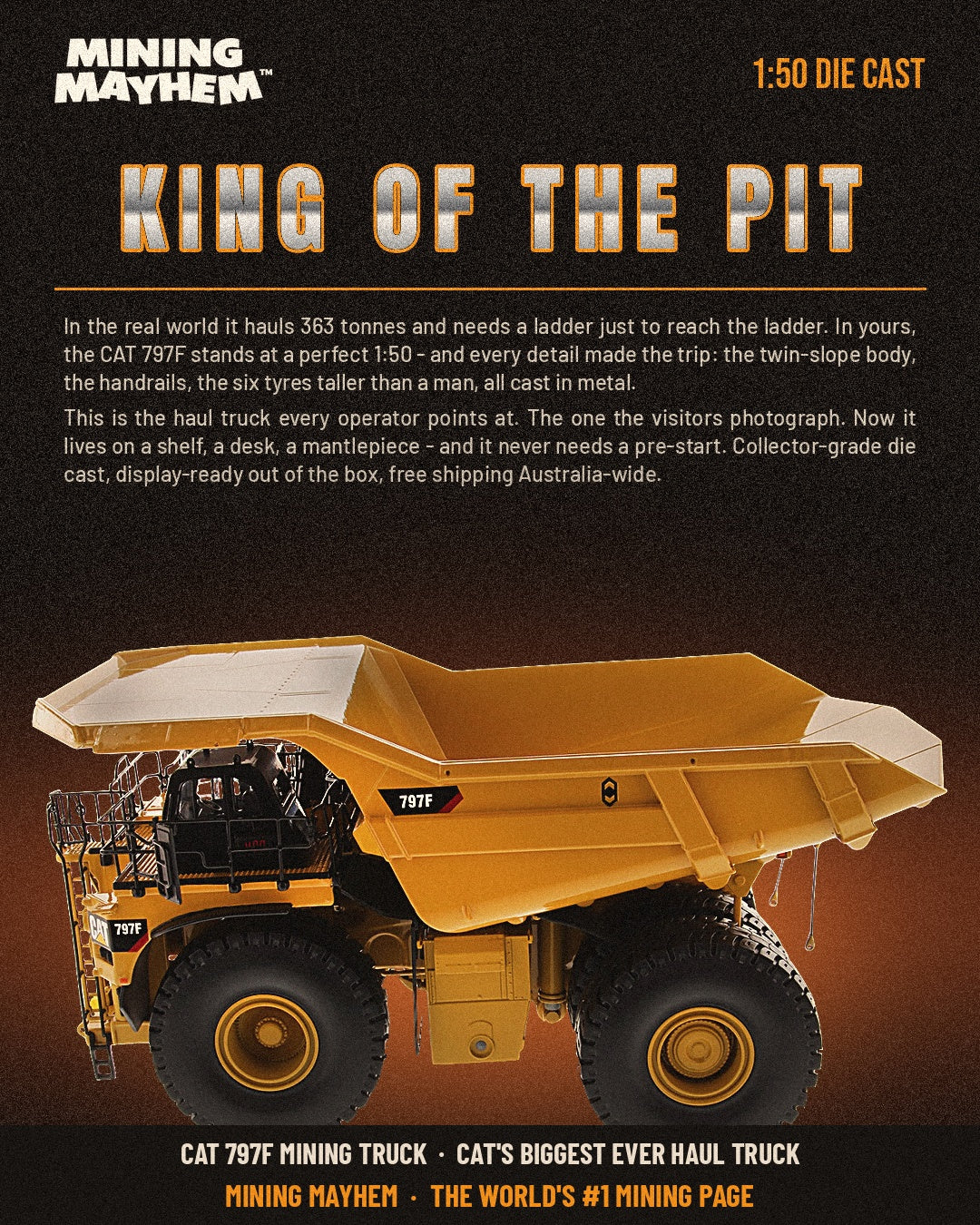 CAT 797F Mining Truck 1:50 scale die cast model
