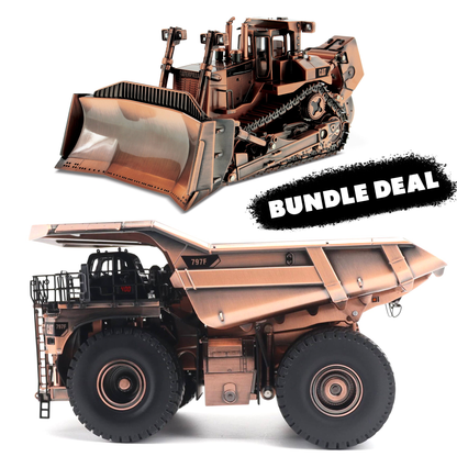 Copper Kings Bundle Deal: CAT D11T Copper Plated dozer and CAT 797F Copper mining truck 1:50 scale die cast models