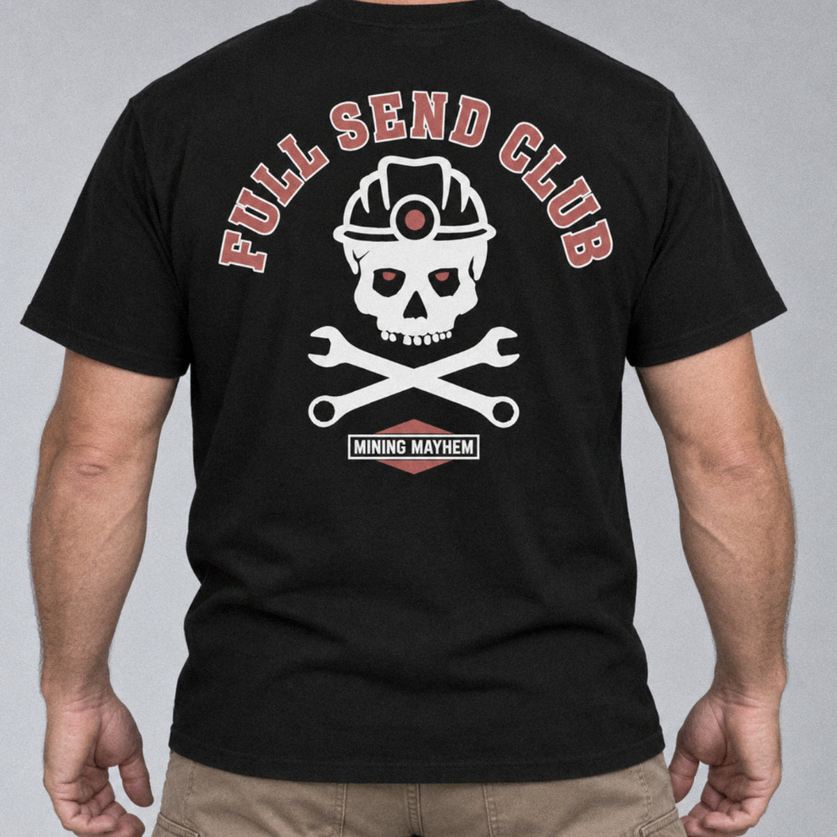 Full Send Club tee back print, studio