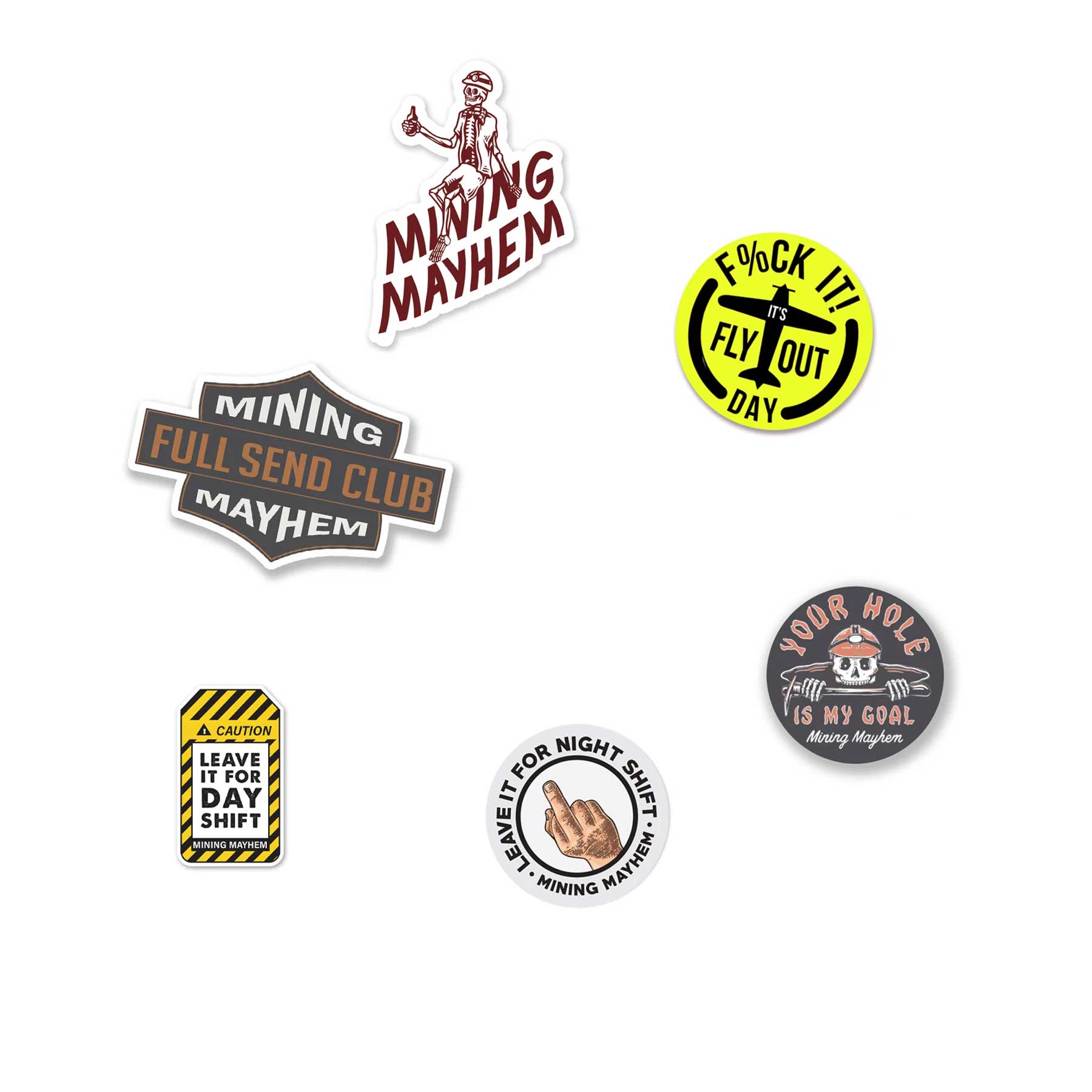 Sticker Pack - 6 x Hard Hat – Mining Mayhem