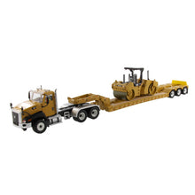 CT660 Day Cab & XL 120 Low Profile Trailer with CAT CB-534D XW Vibratory Asphalt Compactor 1:50 Scale Die Cast Model