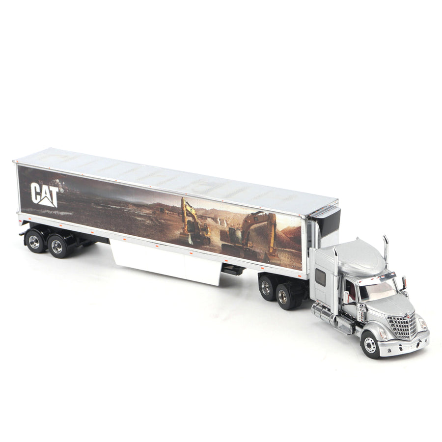 International Lonestar Sleeper Truck with CAT Mural Trailer Core Classic Series 1:50