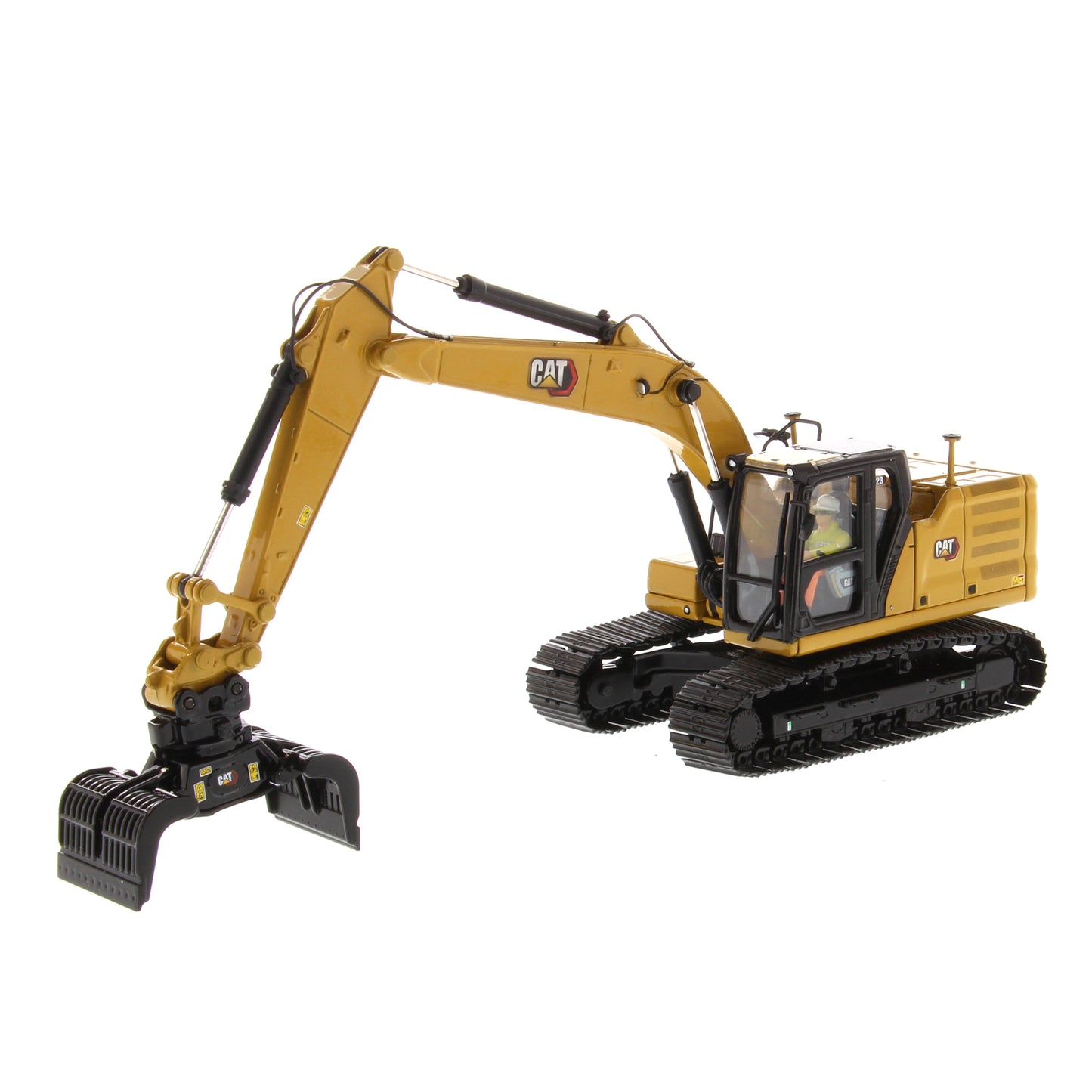 CAT 323 Hydraulic Excavator Next Gen with four attachments 1:50 Scale Die Cast Model