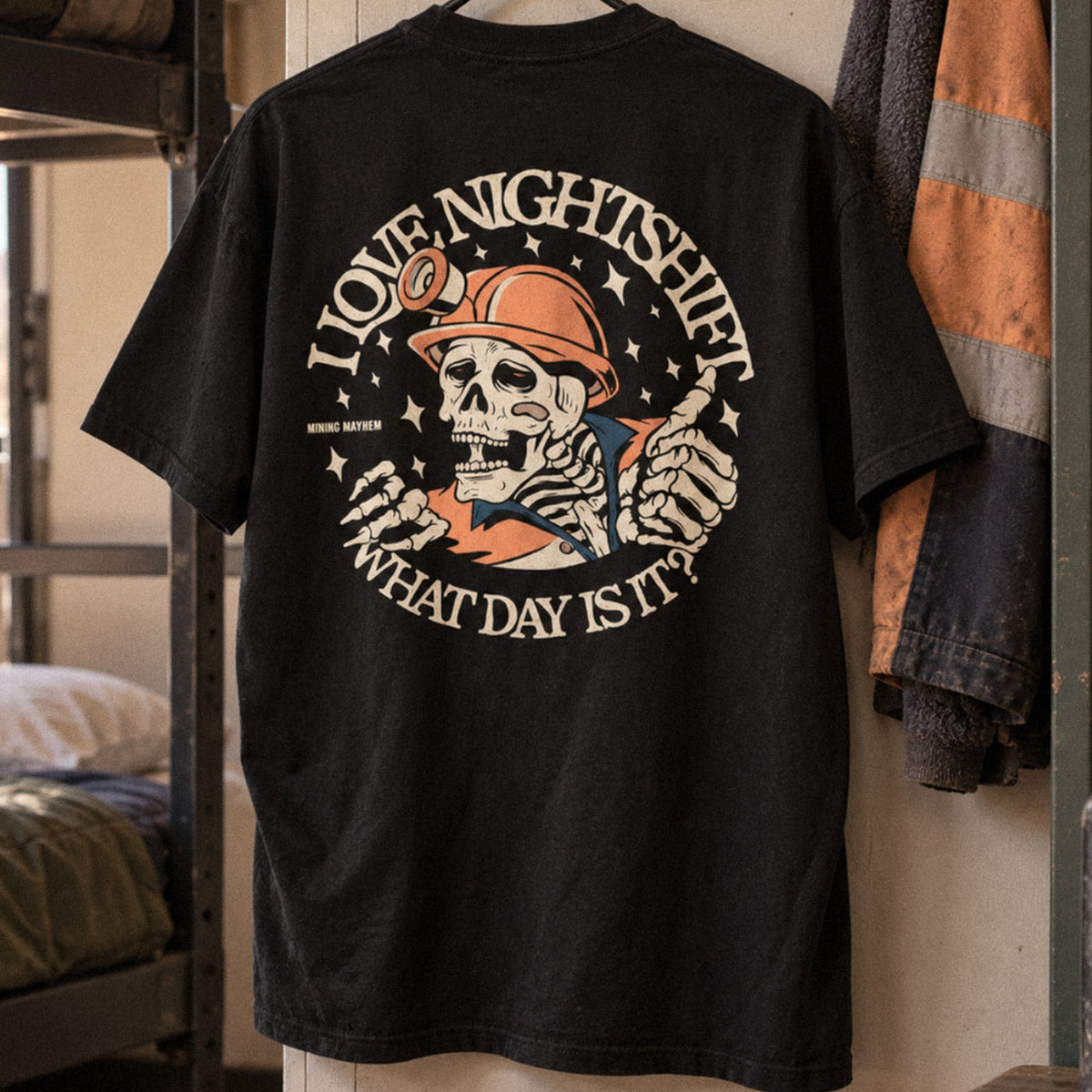 I Love Nightshift tee hanging