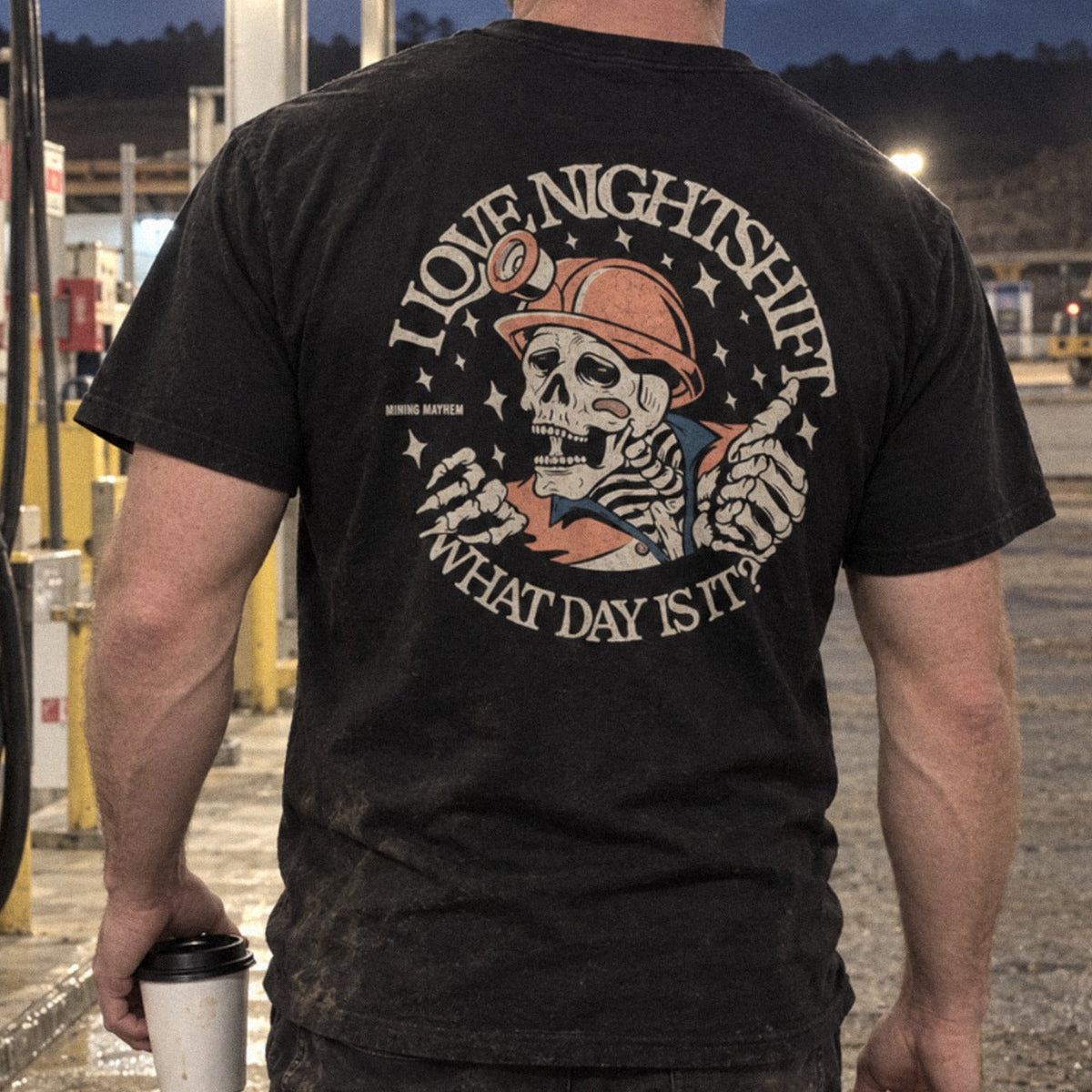I Love Nightshift tee worn on site