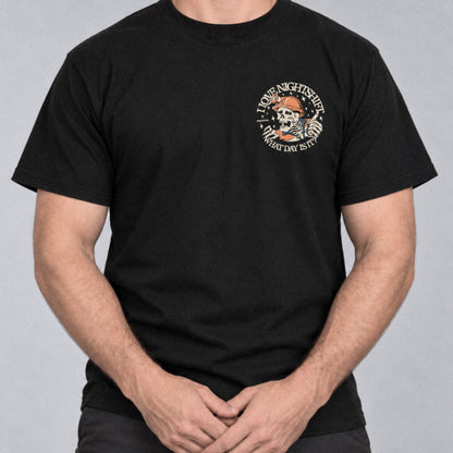 I Love Nightshift tee front, studio