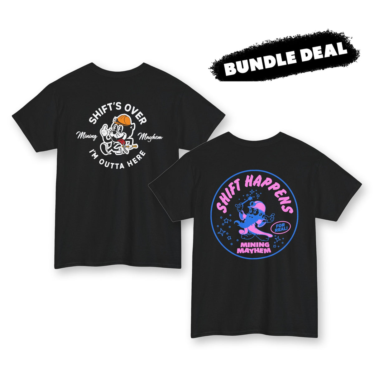 Knock-Off Tee 2-Pack bundle deal: Shift's Over and Shift Happens tees in black