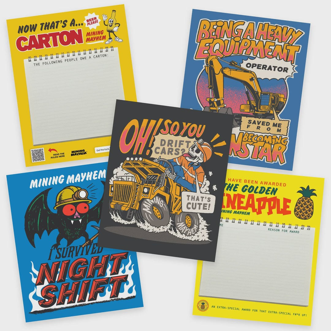 The Crib Room Pack, all five Mining Mayhem posters