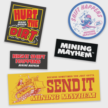 Sticker Pack 2026 number 1, five Mining Mayhem stickers