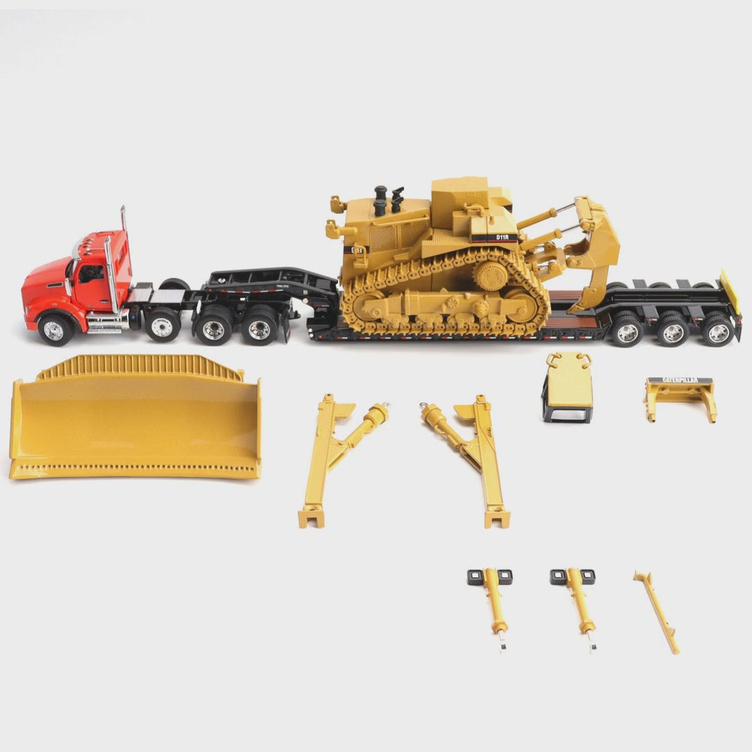 Kenworth T880 with Lowloader and D11R 1:50 scale die cast model, all angles