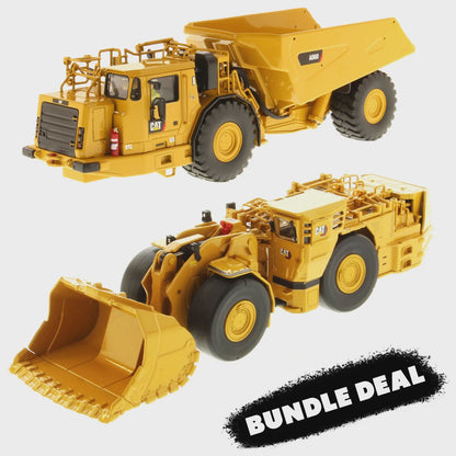 Cat R2900 XE underground loader and AD60 truck 1:50 die cast 2-pack
