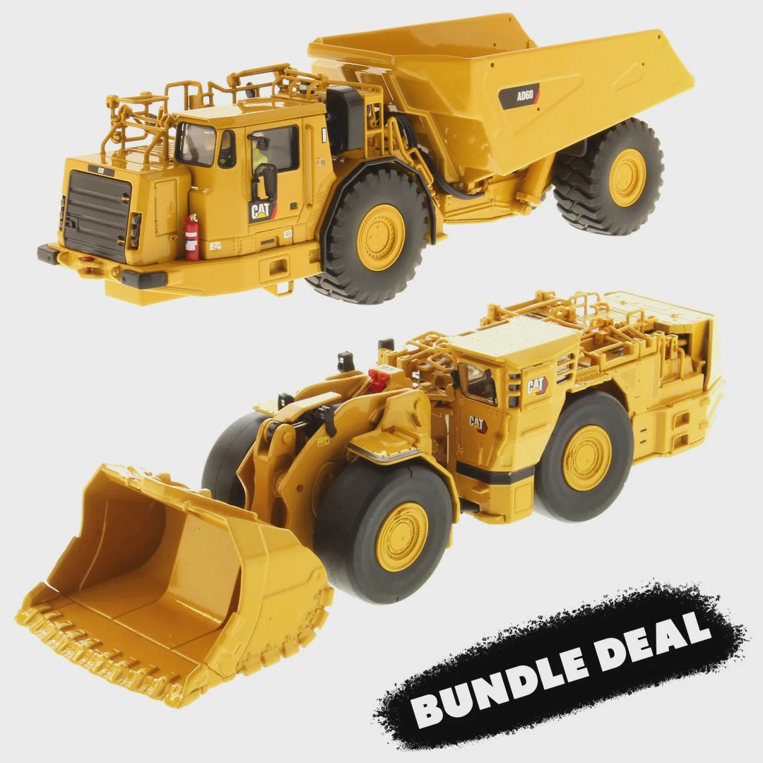 Cat R2900 XE underground loader and AD60 truck 1:50 die cast 2-pack