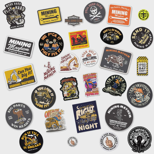Sticker Pack Mega 30 Pack, thirty Mining Mayhem stickers