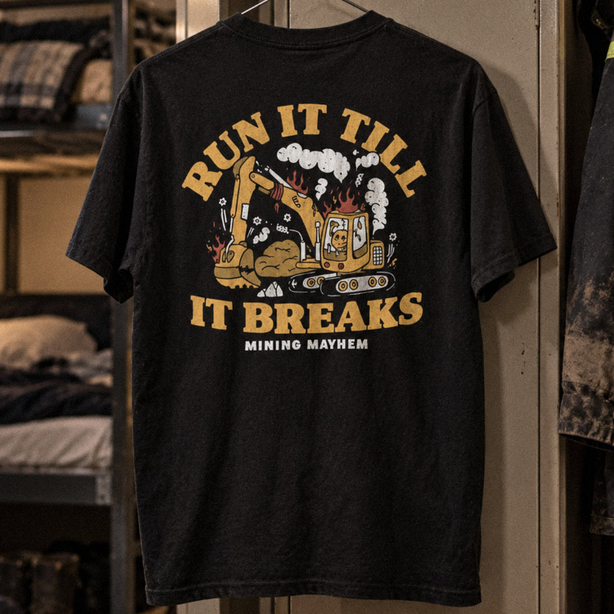 Run It Till It Breaks tee hanging