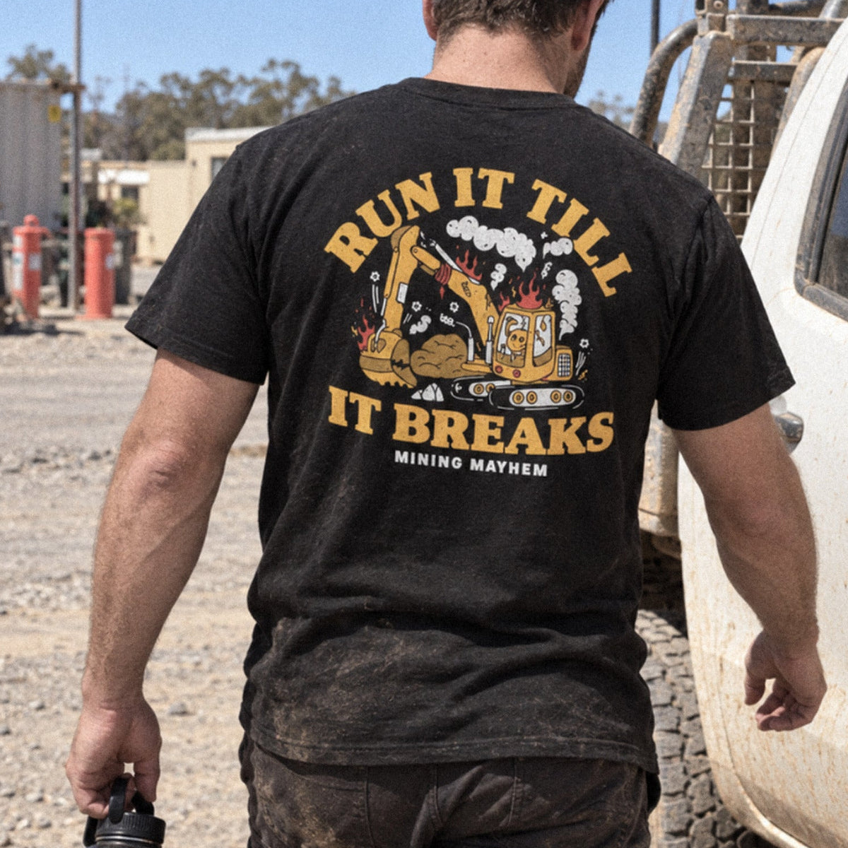 Run It Till It Breaks tee worn on site