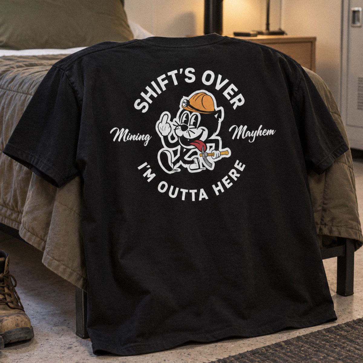 Shift's Over tee hanging