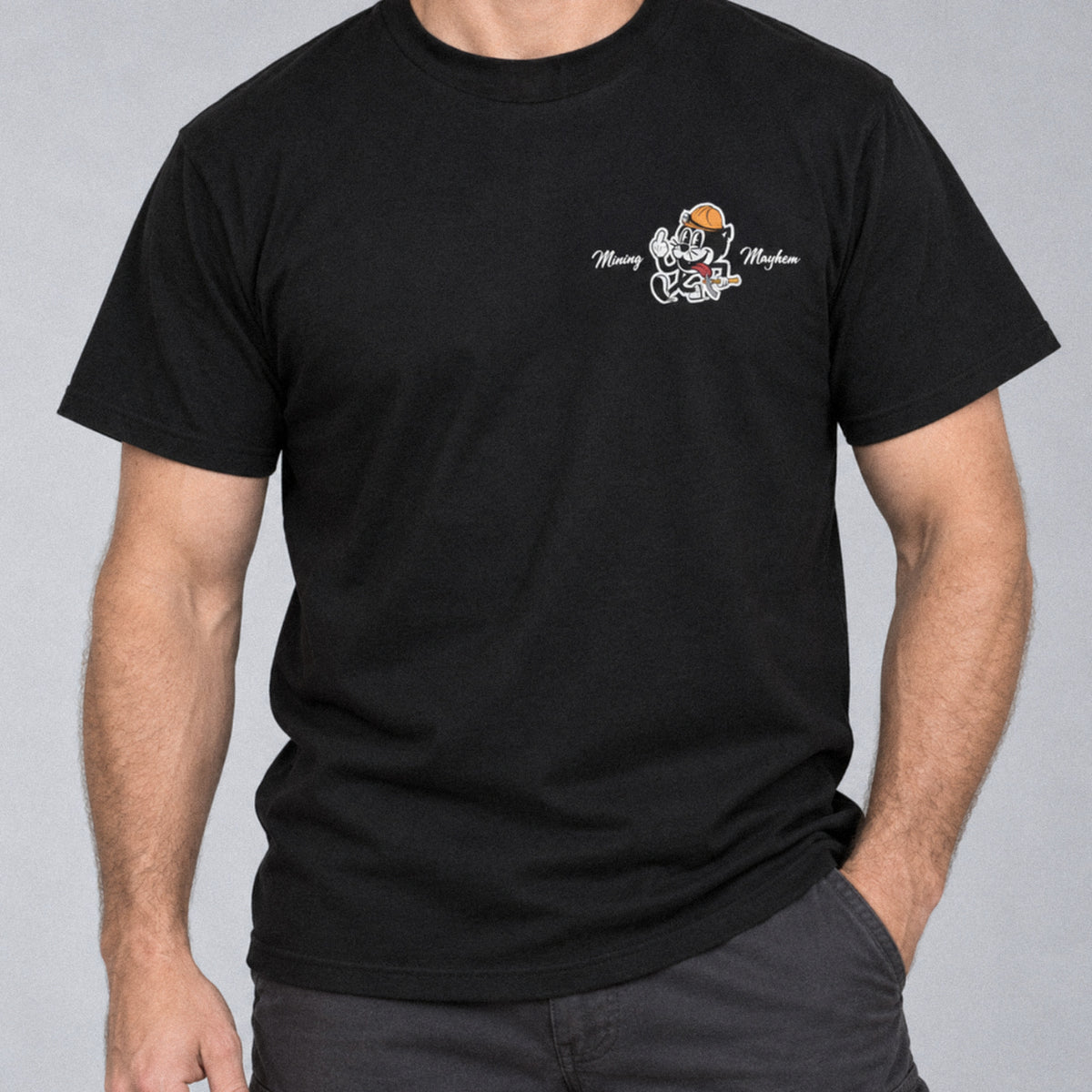 Shift's Over tee front, studio