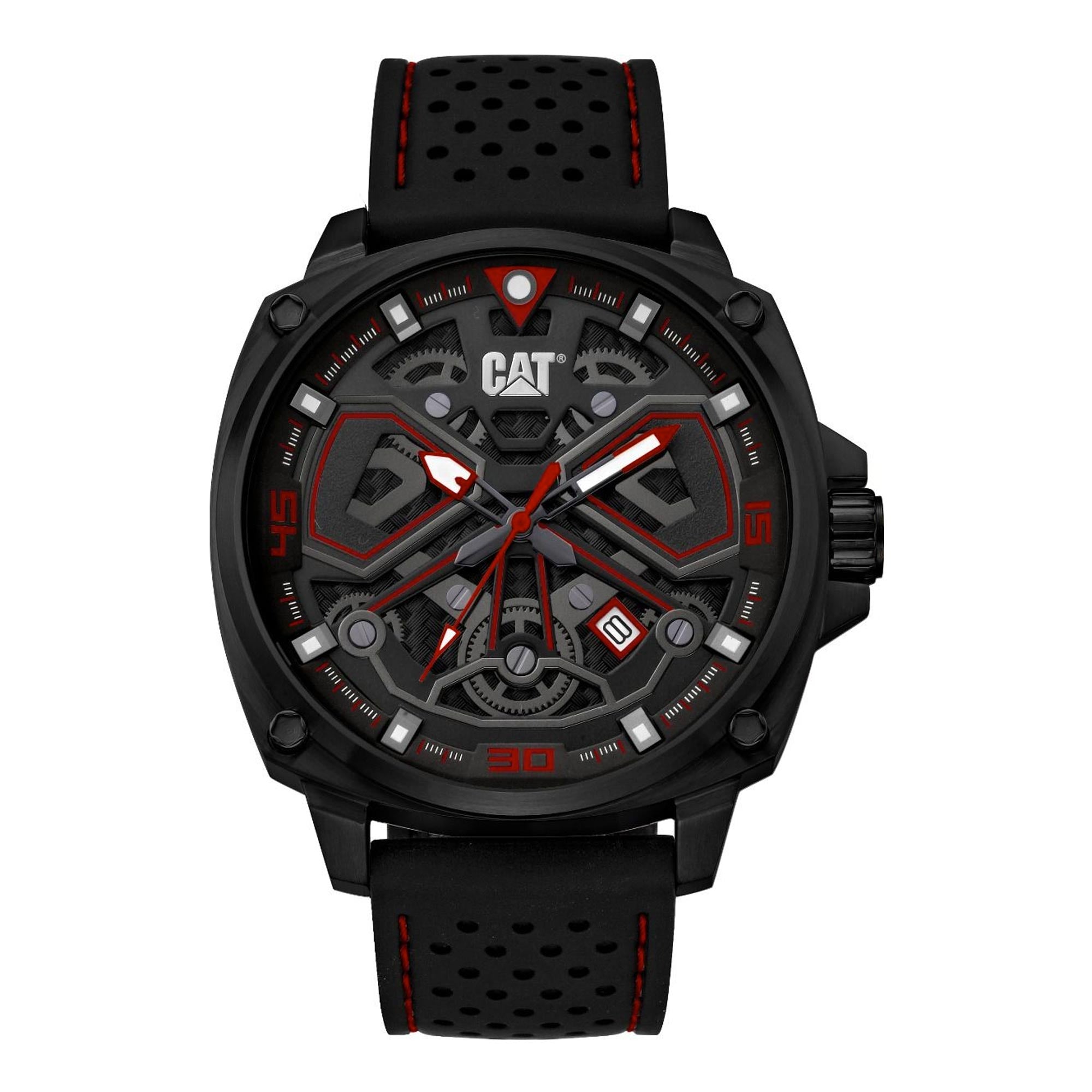 CAT AJ Watch - Black/Red with Silicone Strap + FREE STICKER PACK