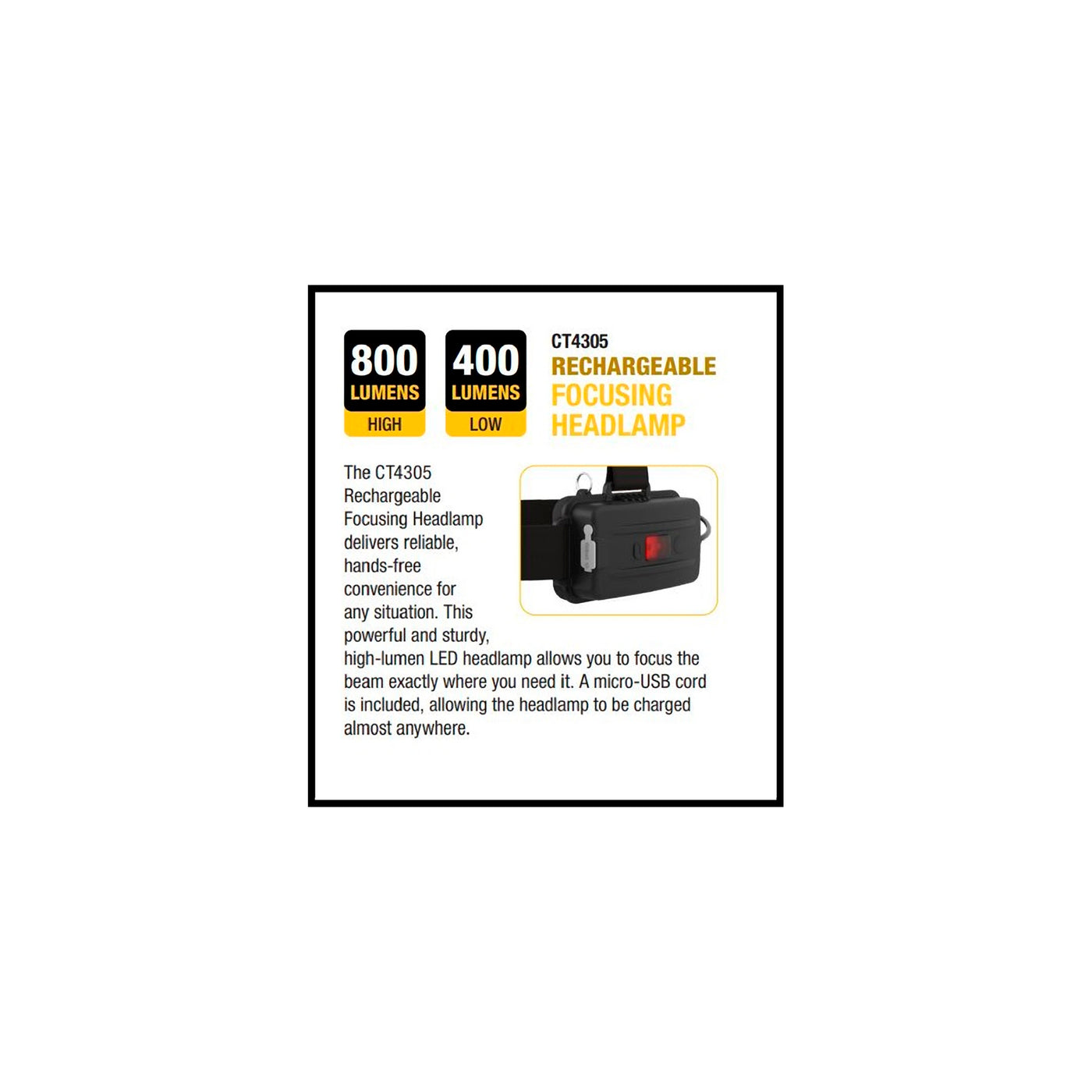 CAT - CT4305 Rechargeable Focusing LED Headlamp