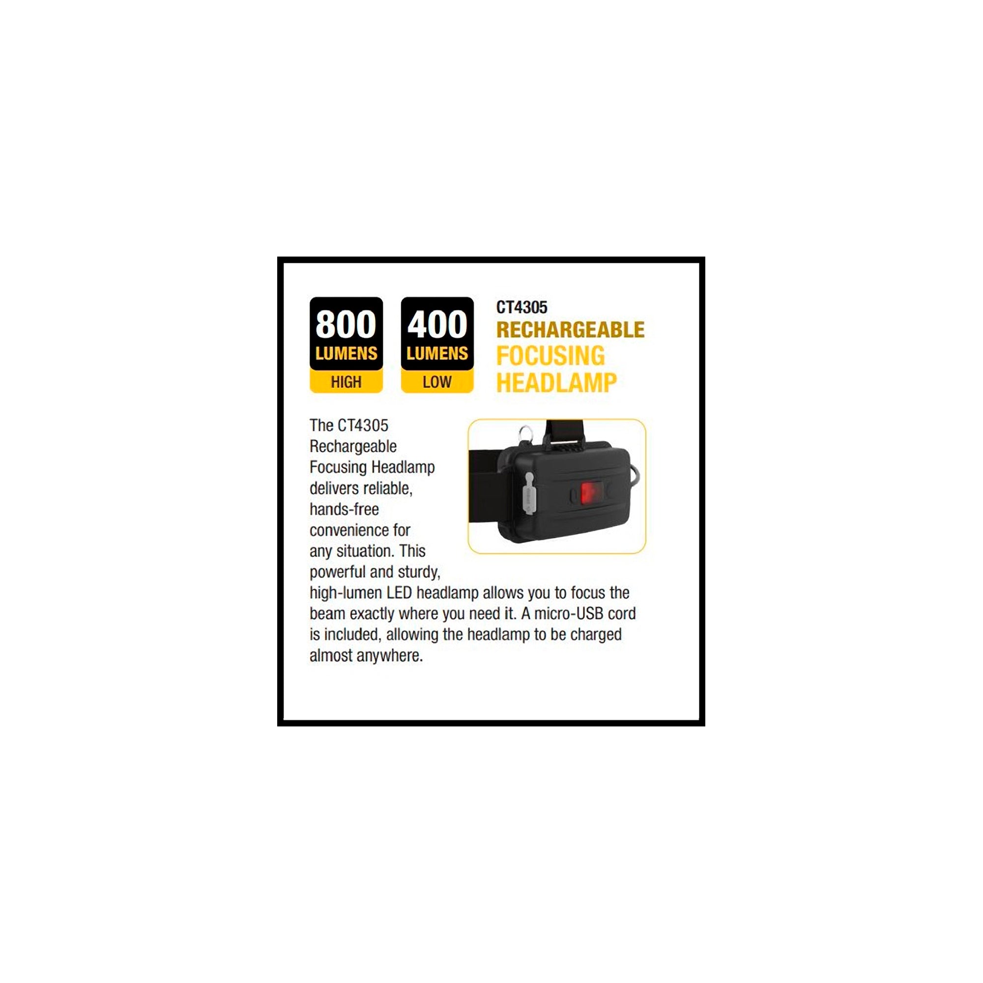 CAT - CT4305 Rechargeable Focusing LED Headlamp