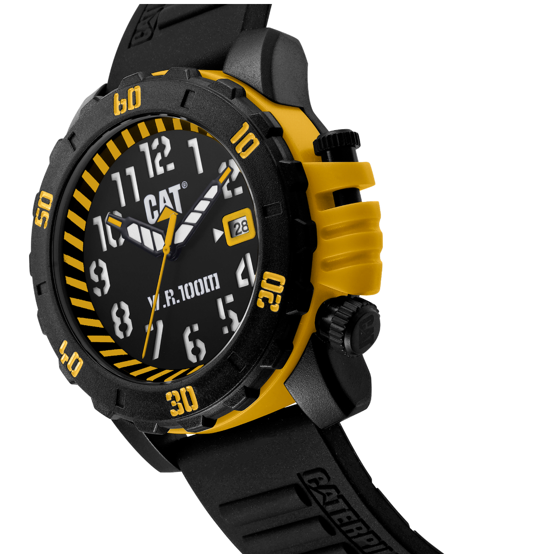 CAT Barricade Watch - Black/Yellow with Silicone Strap + FREE STICKER PACK