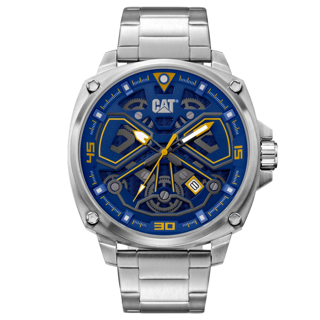 CAT AJ Watch Blue/Yellow Stainless Strap + FREE STICKER PACK
